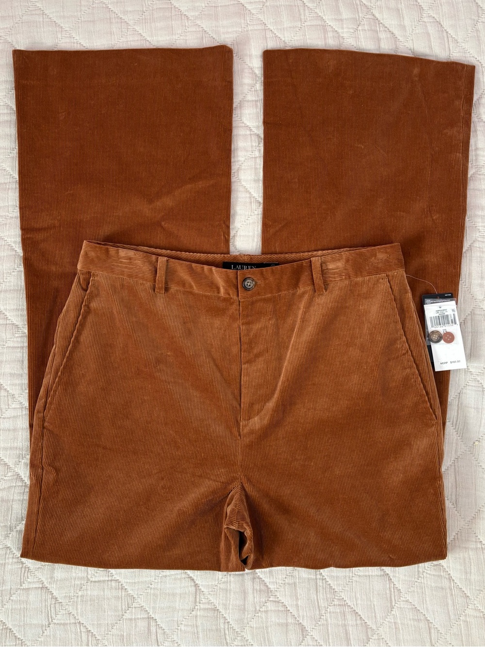 Ralph Lauren High Rise Corduroy Flare Jeans Sz 12 NWT - - Picture 2 of 11
